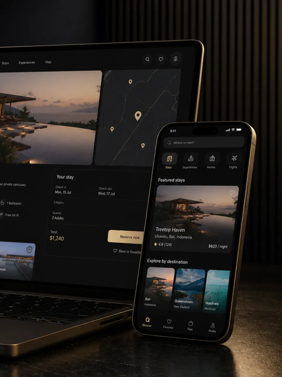 Premium laptop and mobile application product interface